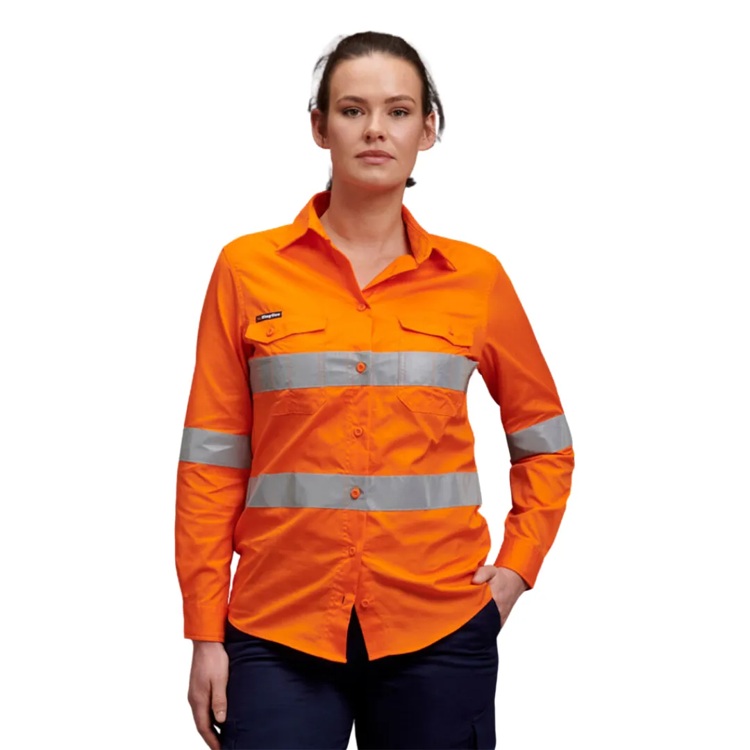 K44545 King Gee Women's Hi-Vis Taped Shirt