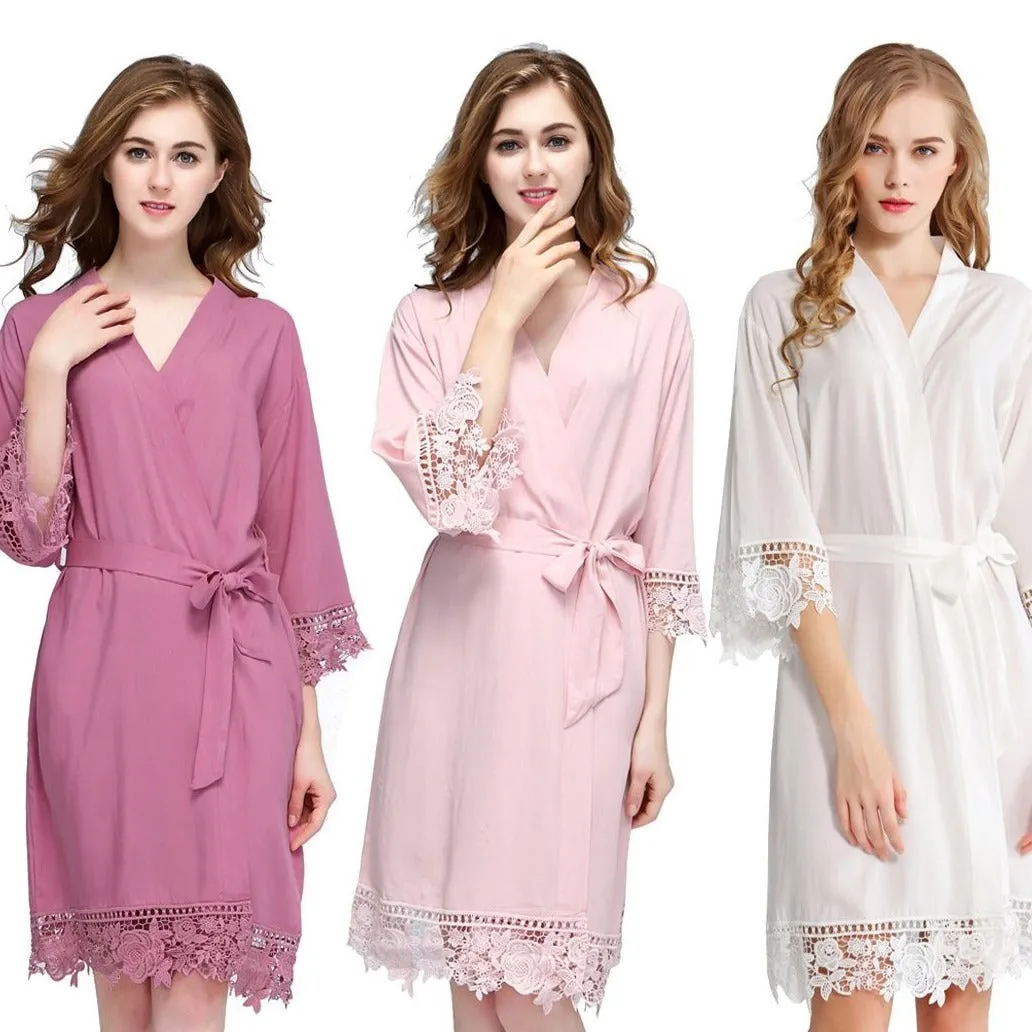 Lace Trim Cotton Robes