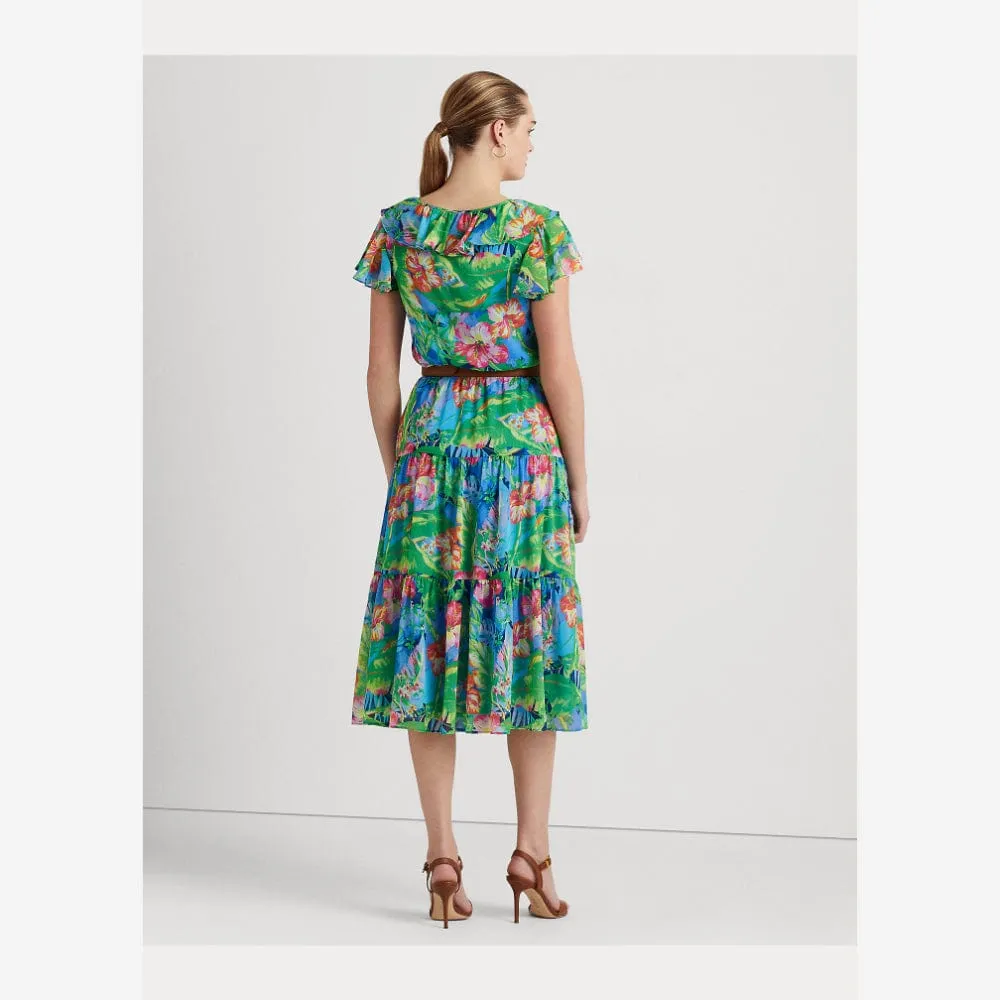 Lauren Ralph Lauren Floral Crinkle Georgette Tiered Dress