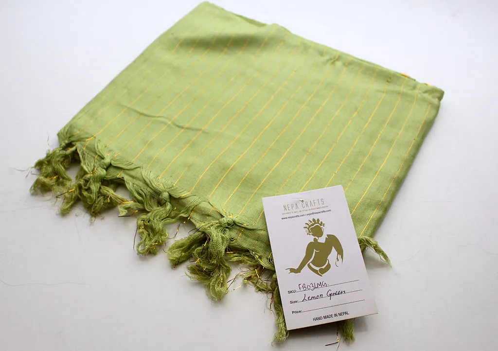 Lemon Green Cotton Jari Scarf