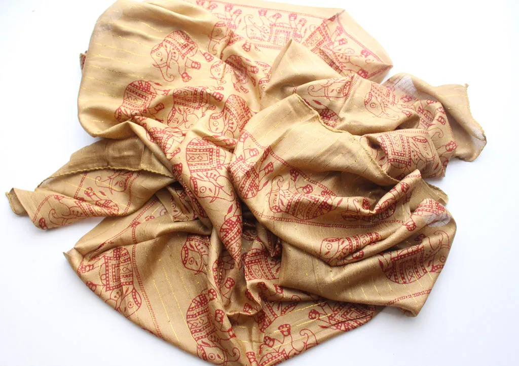 Light Brown Cotton Jari Shawl