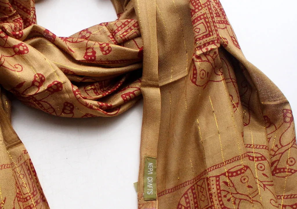 Light Brown Cotton Jari Shawl