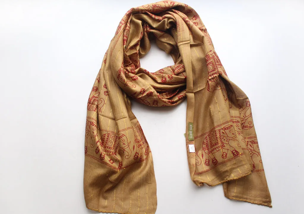 Light Brown Cotton Jari Shawl