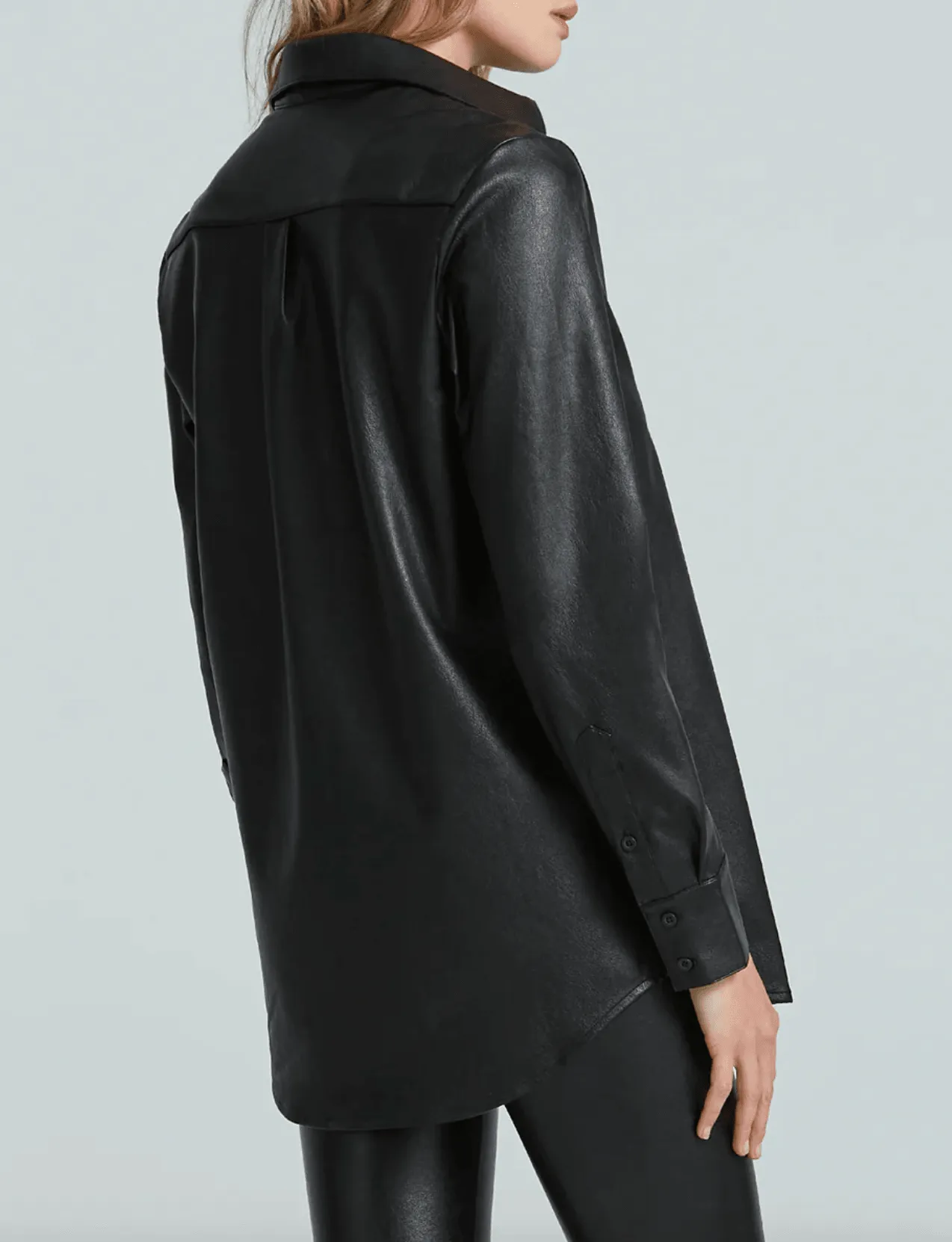 Lightweight Faux-Leather Black Shirt