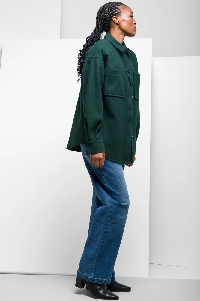 Lightweight Melton Shirt Dark Green