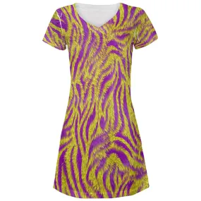 Mardi Gras Cajun Tiger Costume All Over Juniors Beach Cover-Up Dress