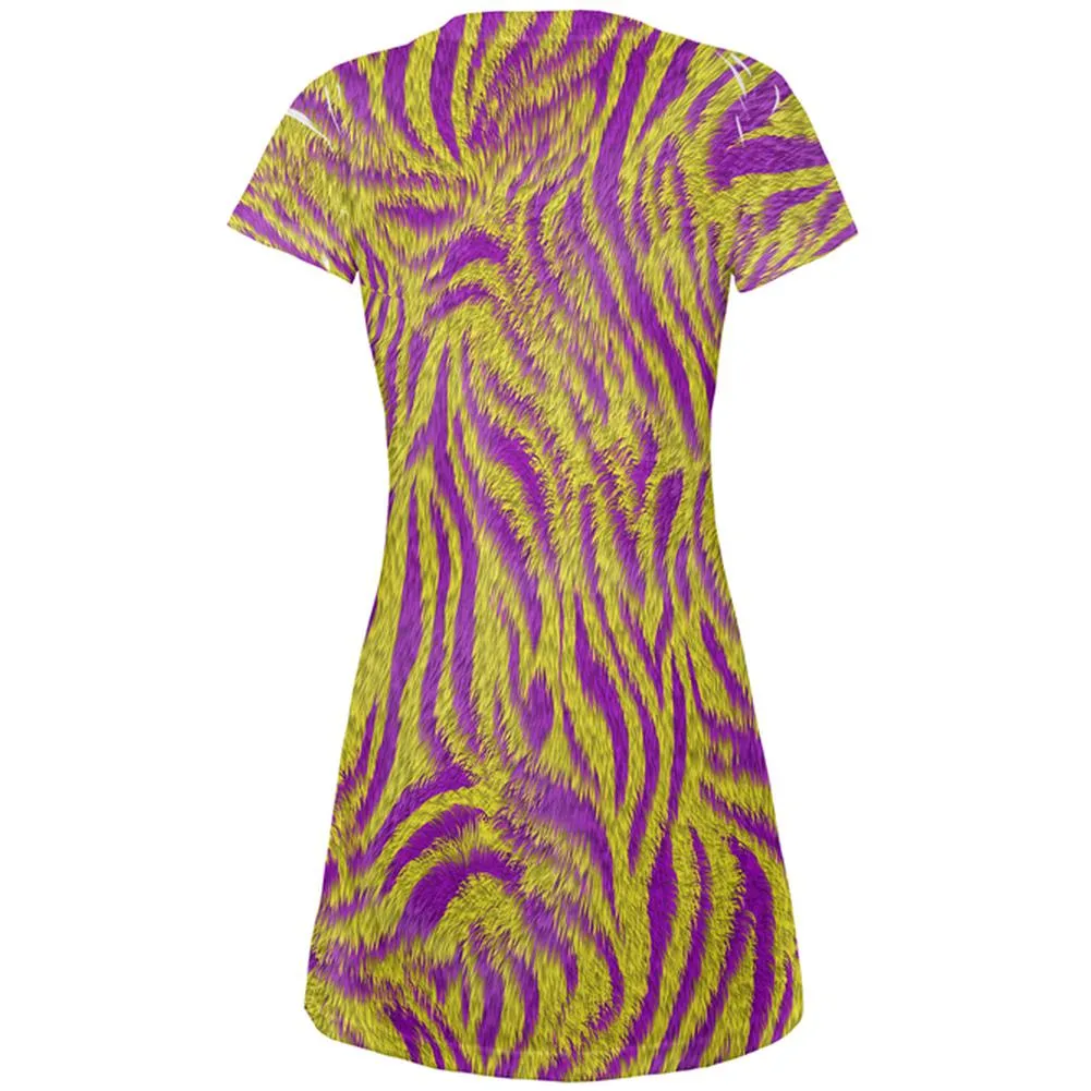 Mardi Gras Cajun Tiger Costume All Over Juniors Beach Cover-Up Dress