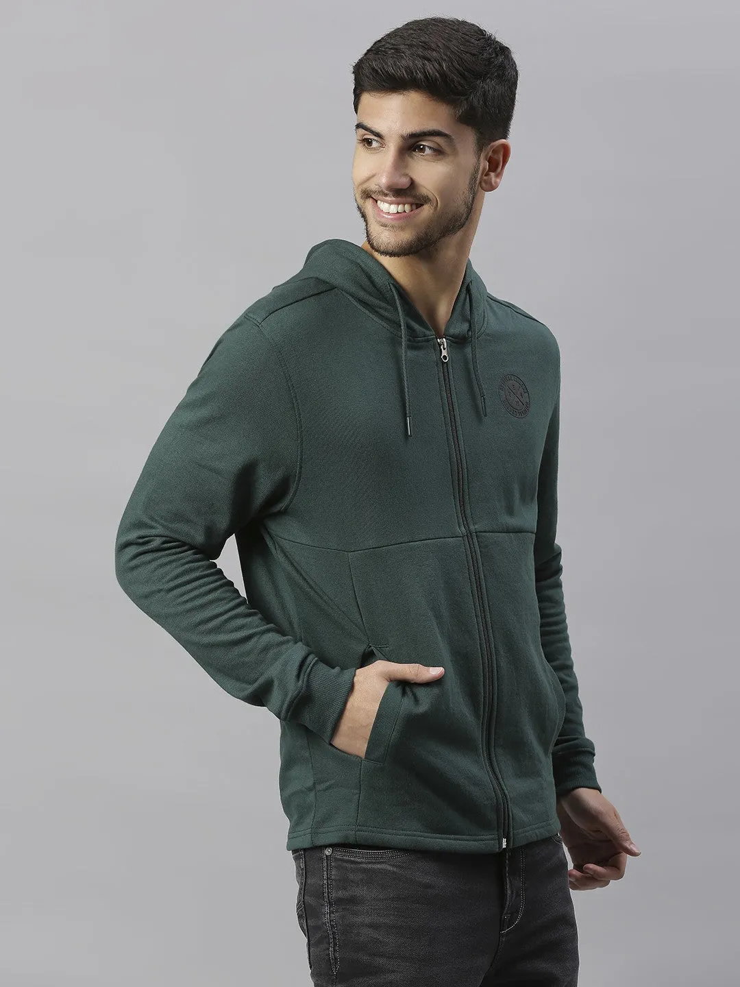 Mens Long-Sleeve Hoodie - Lightweight Casual Winterwear  (Petrol Green)