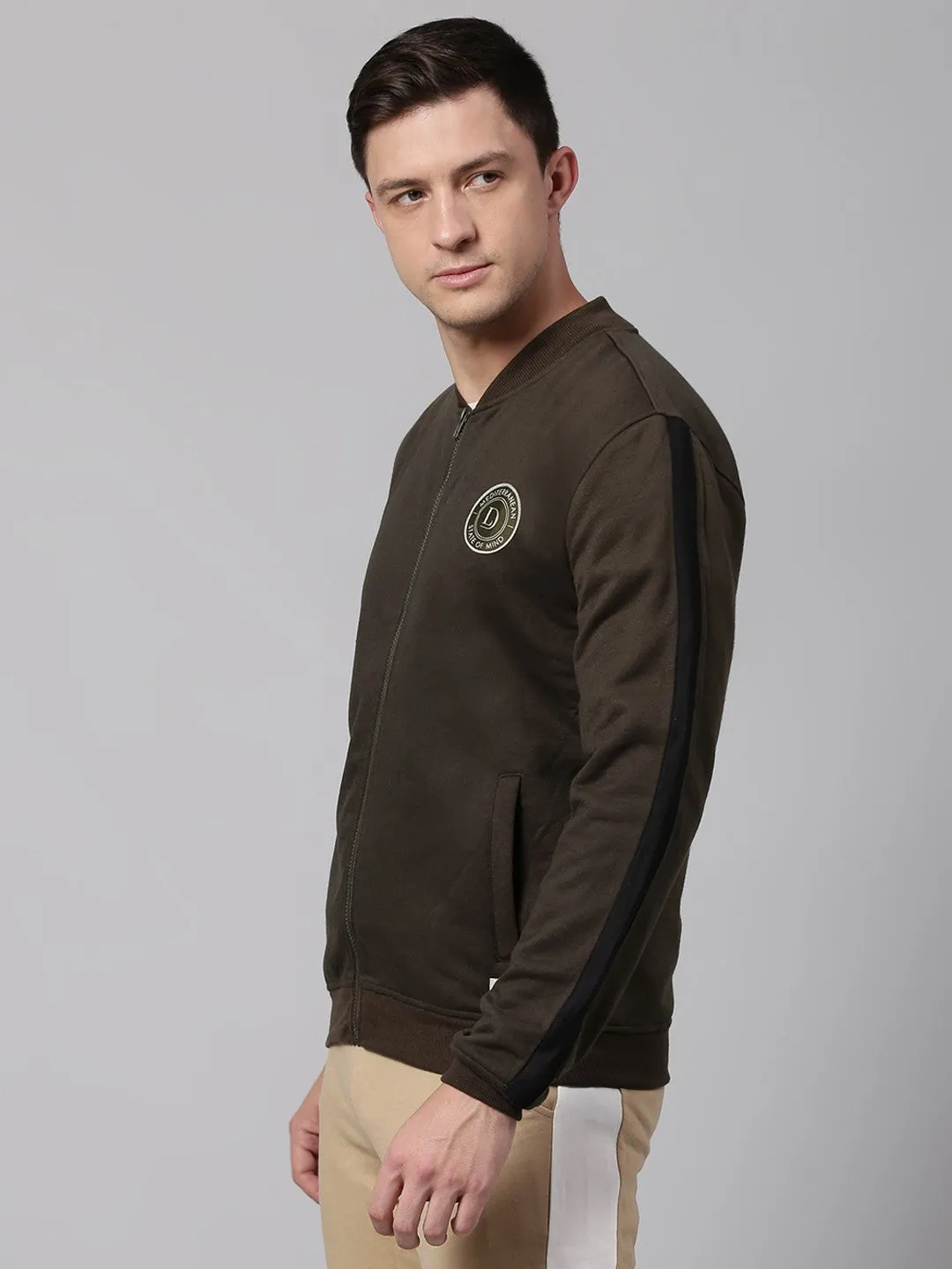 Mens Long-Sleeve Sweatshirt - Lightweight Casual Winterwear  (Dark Olive)