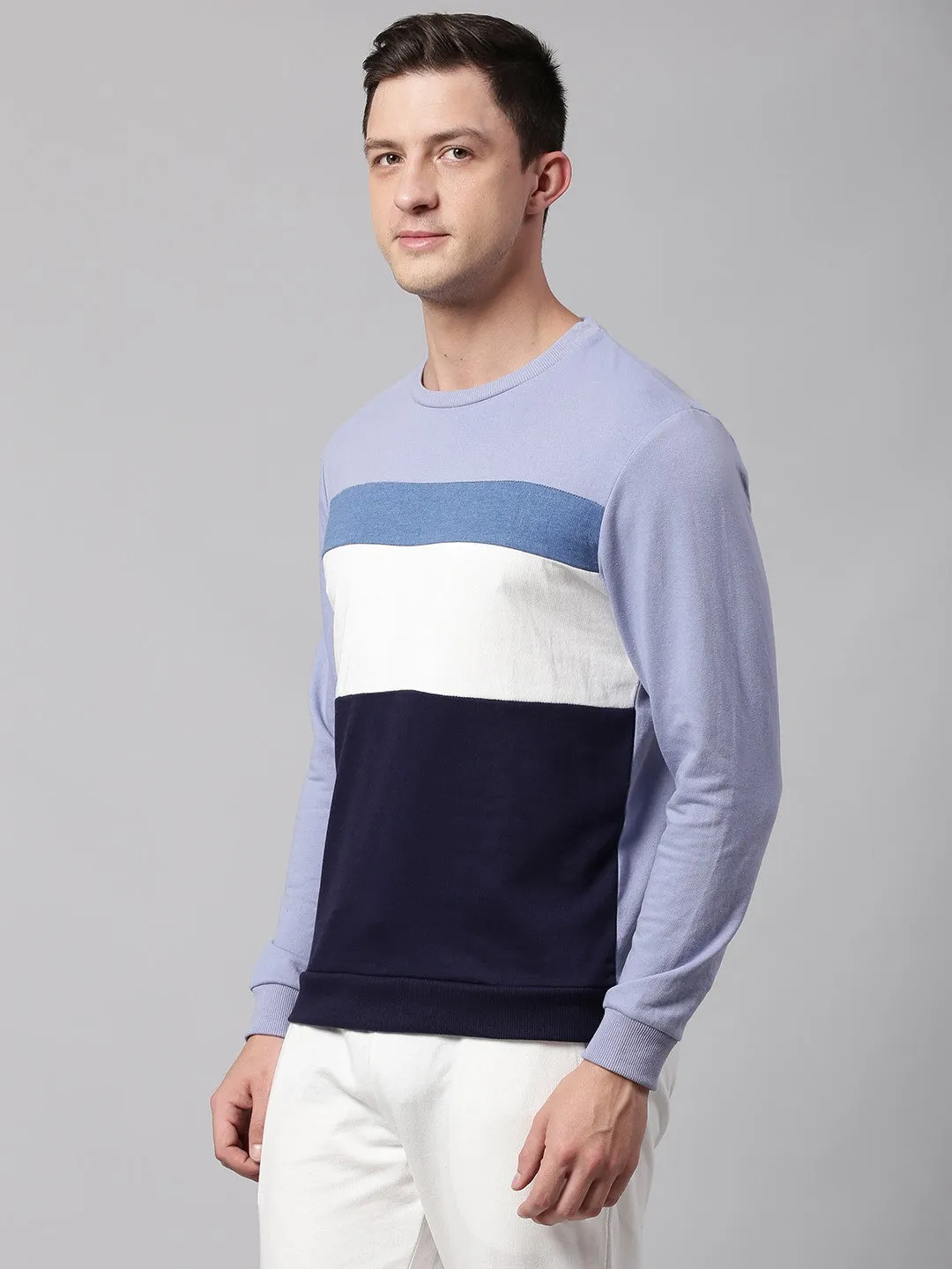 Mens Long-Sleeve Sweatshirt - Lightweight Casual Winterwear  (Powder Blue)