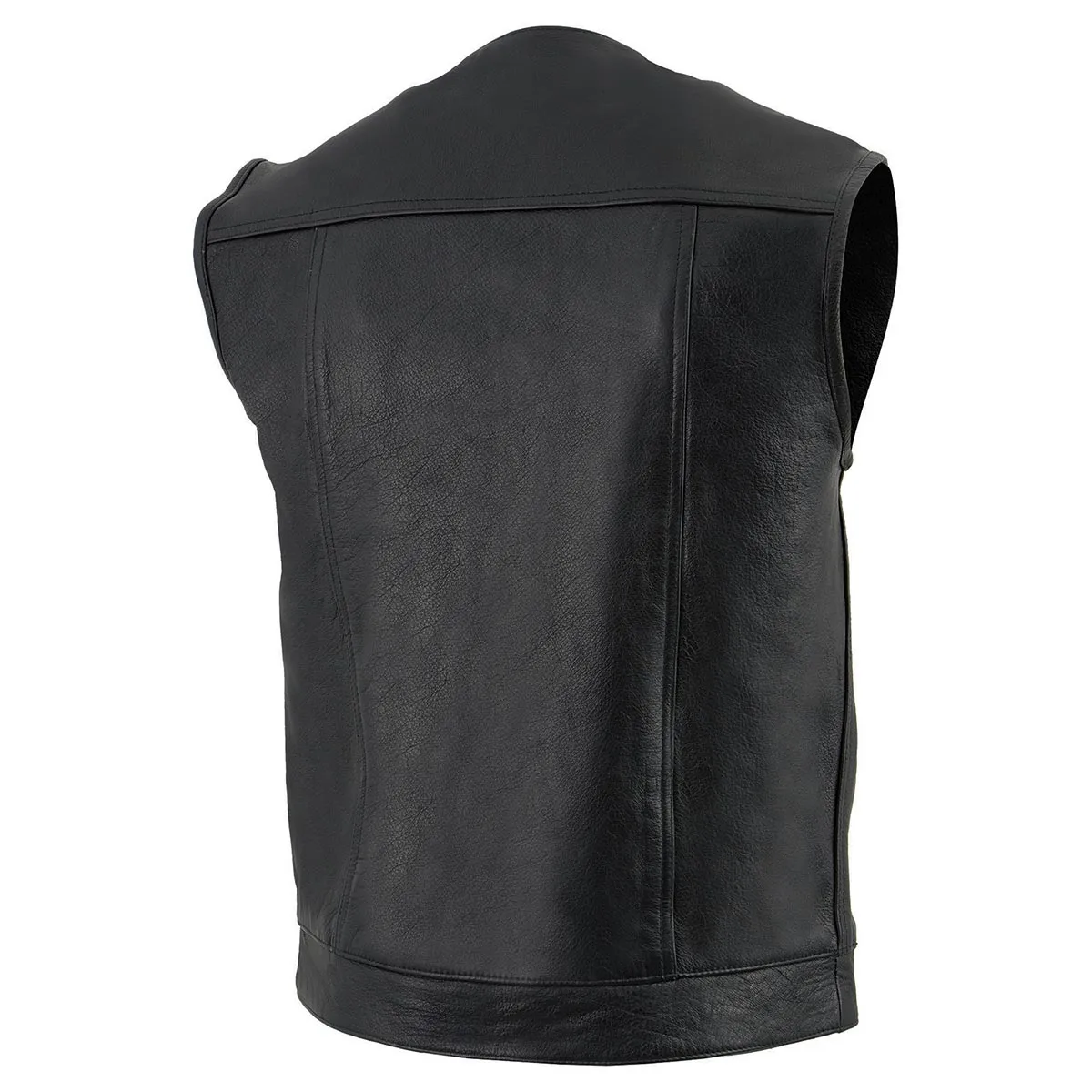 Milwaukee Leather LKM3721 Men's Black Leather Collarless Club Style