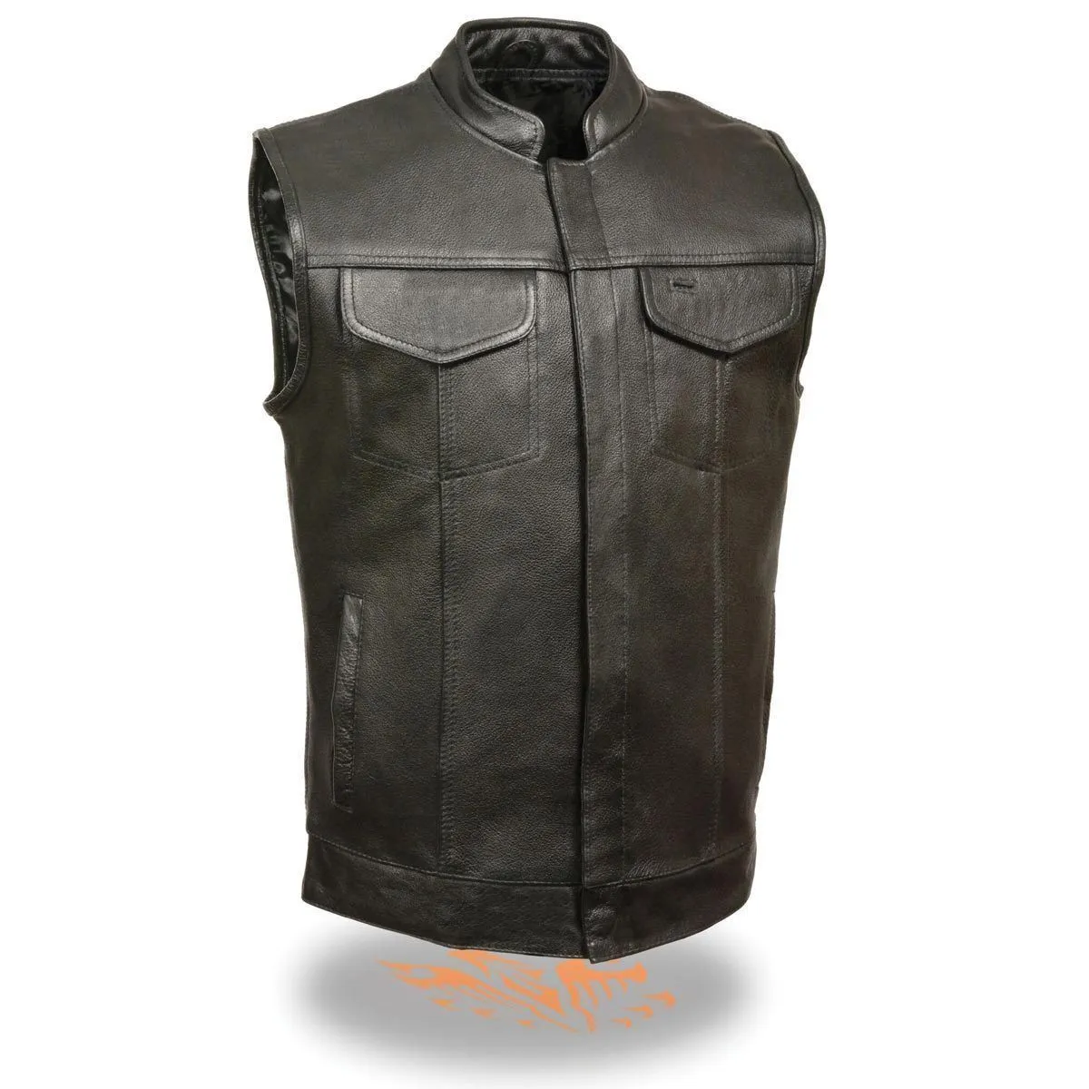 Milwaukee Leather SH2036 Men's Black Club Style' Open Neck Leather Vest