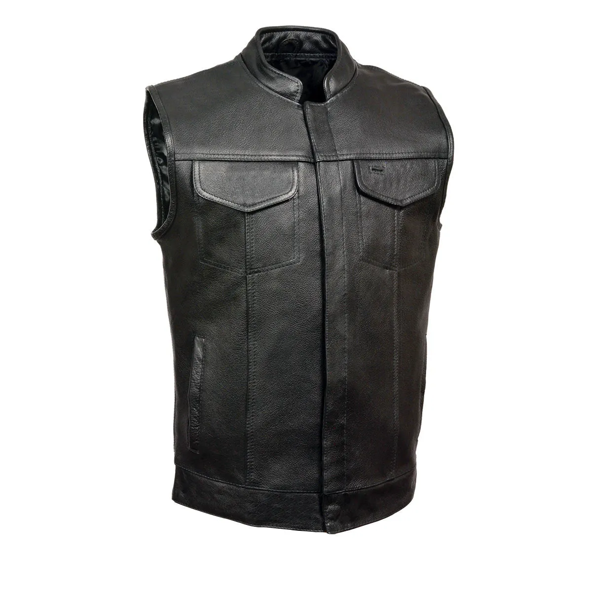 Milwaukee Leather SH2036 Men's Black Club Style' Open Neck Leather Vest