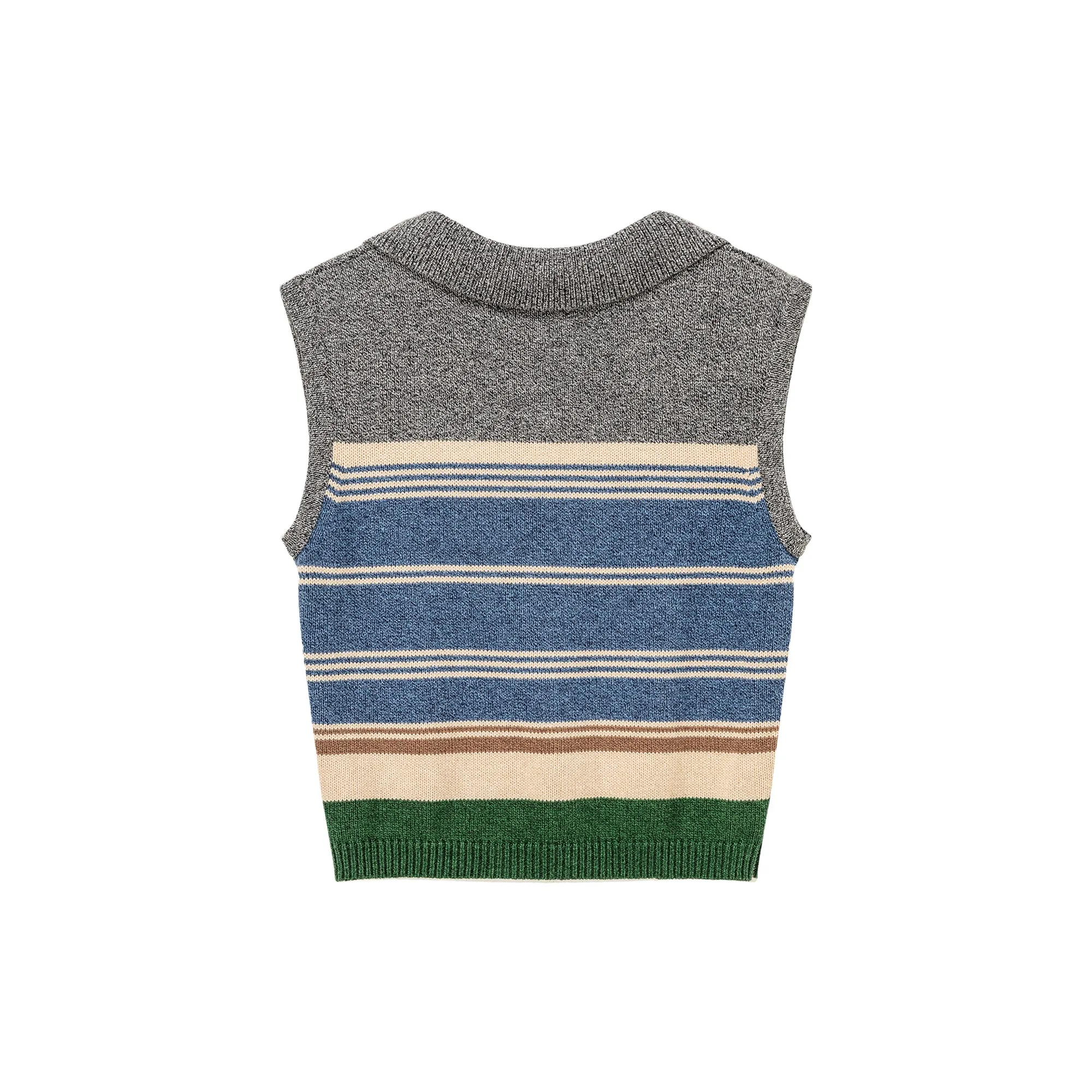 Open Color Striped Knit Vest