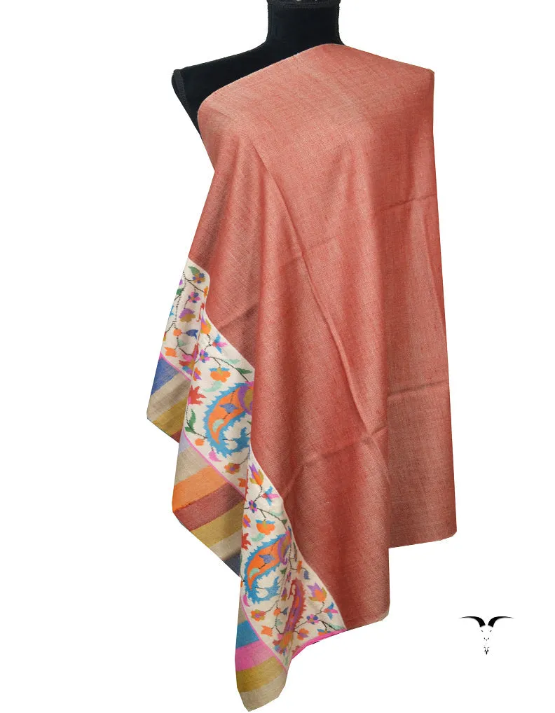 Pink Red and Naturally Grey Reversible Kani Pashmina Shawl 7324