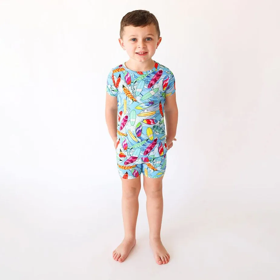 Posh Peanut Short Sleeve & Short Length Pajama - Wave