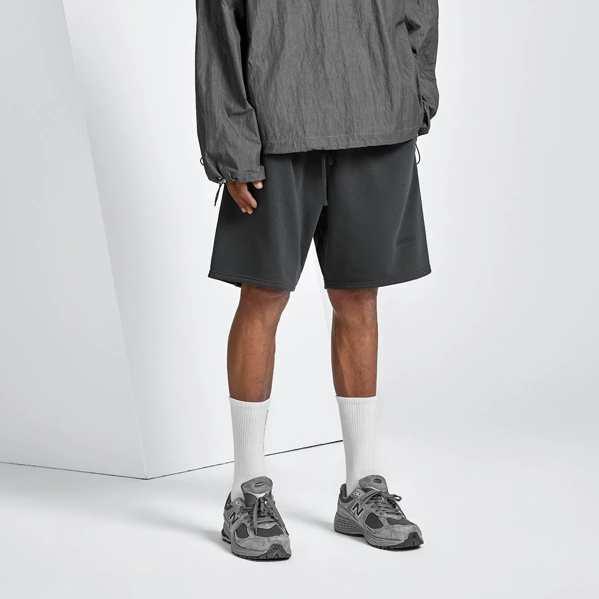 Relaxed Heavyweight Black Track Shorts