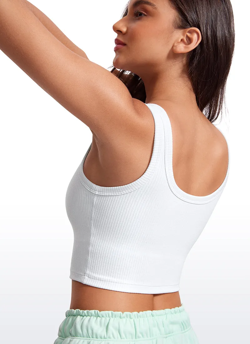 Ribbed U Neck Build-in Bra Tanks