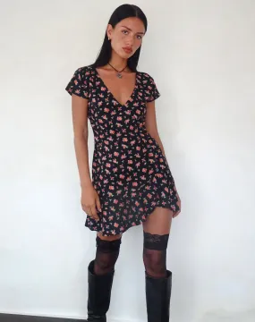 Seleg Mini Dress in Flowing Rose Black