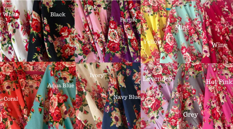 Set of 6 Bridesmaid Floral Robes, Bridesmaid Robes, Kimono Robe, Floral Robe, Bride Robe, Bridesmaid Robe, Bridal Party Robe