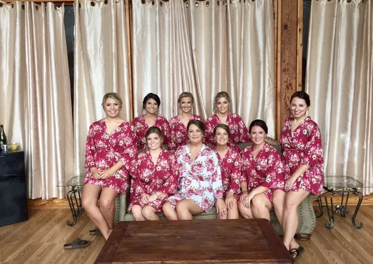 SHIP IN 2 DAYS Set of 8 Bridesmaids Robes, Floral Bridesmaids Robes, Cotton Bridesmaids Robes, Kimono Robes, Flower Girl & Plus Size Robes