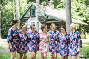 SHIP IN 2 DAYS Set of 8 Bridesmaids Robes, Floral Bridesmaids Robes, Cotton Bridesmaids Robes, Kimono Robes, Flower Girl & Plus Size Robes