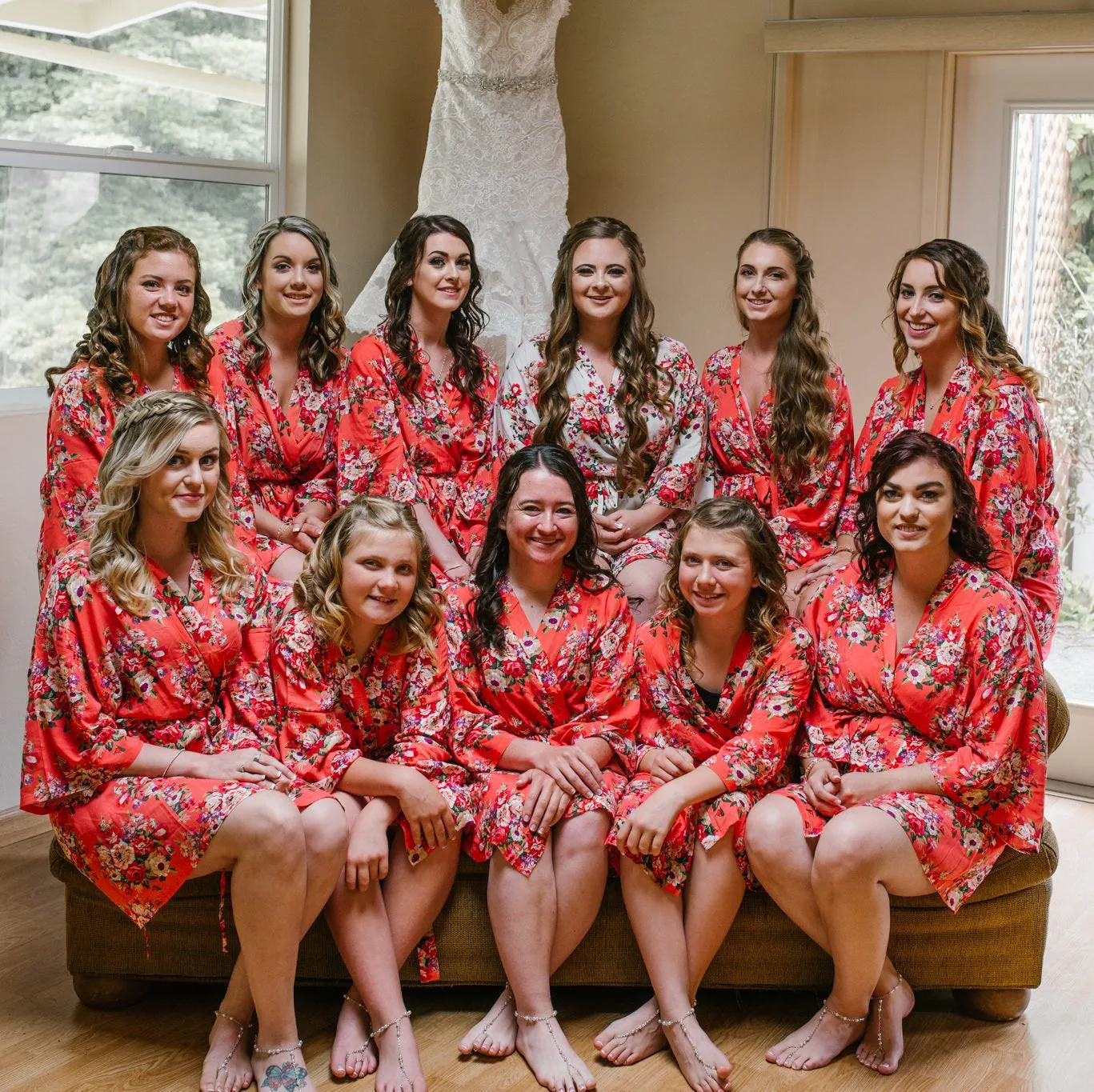 SHIP IN 2 DAYS Set of 8 Bridesmaids Robes, Floral Bridesmaids Robes, Cotton Bridesmaids Robes, Kimono Robes, Flower Girl & Plus Size Robes