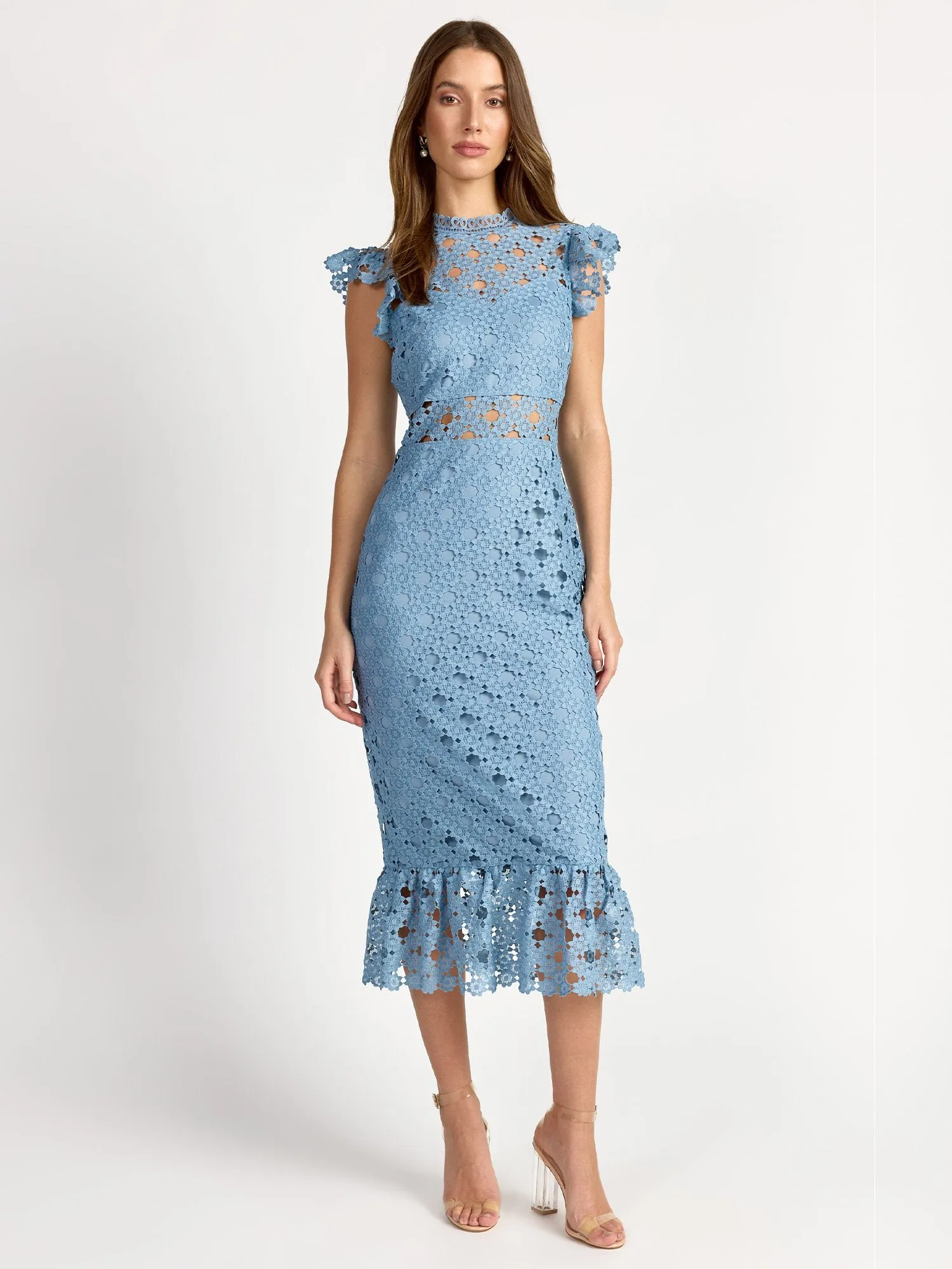 Sleeveless Illusion Crochet Lace Midi Dress - Just Me