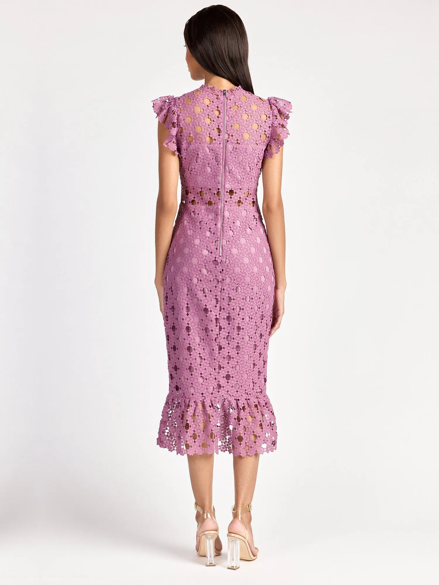 Sleeveless Illusion Crochet Lace Midi Dress - Just Me