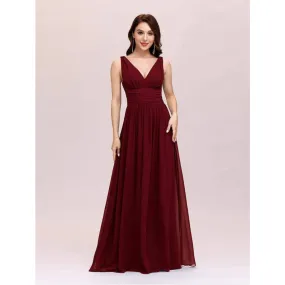 Sleeveless V-Neck Chiffon Maxi Dress