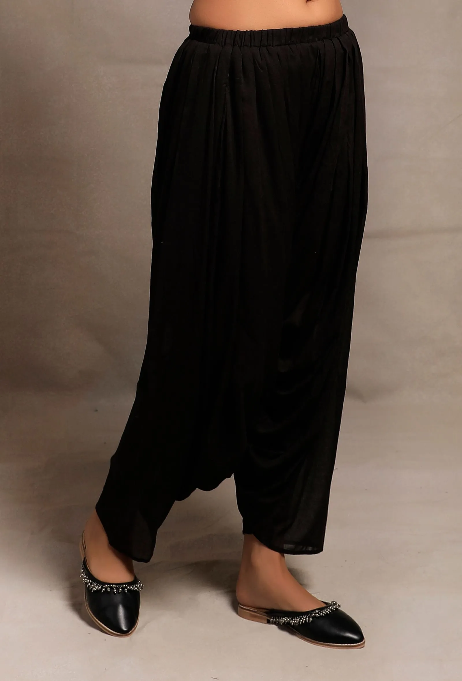 Solid Black Dhoti Pants