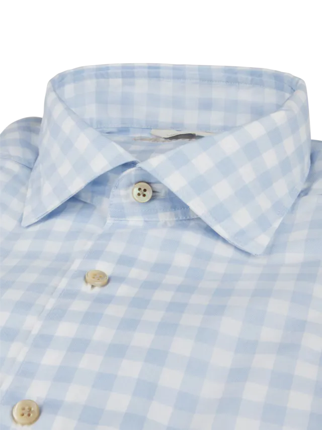 Stenstroms Casual Blue Checked Twill Shirt