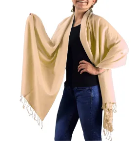 Tan Peach Couture Pashmina Silk Wrap 70% Cashmere & 30% Silk Blend