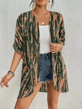 Tie Dye Short Sleeve Kimono Cardigan