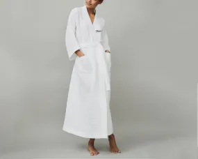 Waffle Robe | Bathrobe features Customizable Embroidery Text Options.