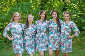 White Cute Bows Pattern Bridesmaids Robes