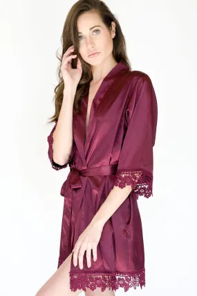 Wine Lila Lace Bridal Robe